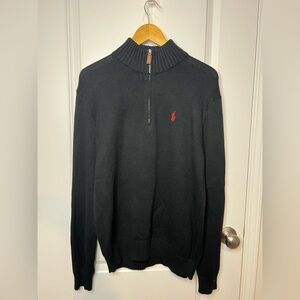 Polo Ralph Lauren 1/4 Zip Pullover Sweater Men’s Small Black Red pony Knit